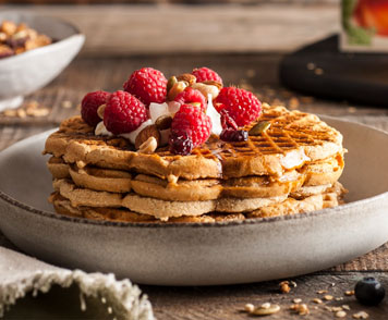 Waffles de harina de avena y arándanos